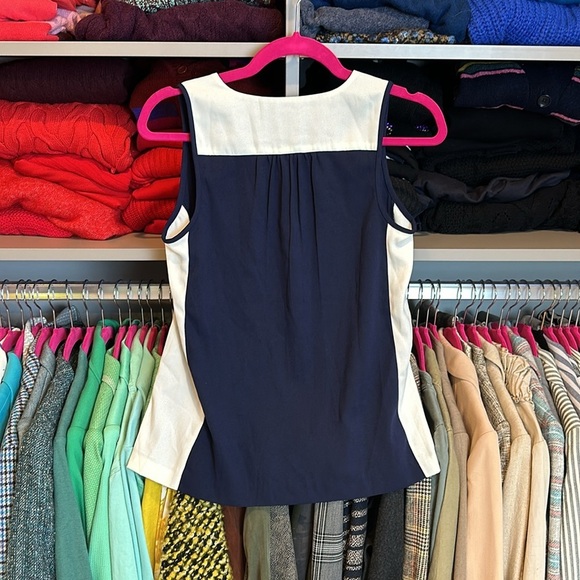 J Crew navy and white sleeveless top size 0​ - Picture 3 of 3